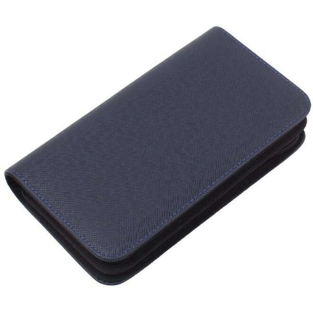 Ailunate Scissor Case, Scissor Bag, Clutch Bag for Hairdressers, Trimmers, Florists, Compact, Holds 5 Scissors, Leather (Navy)