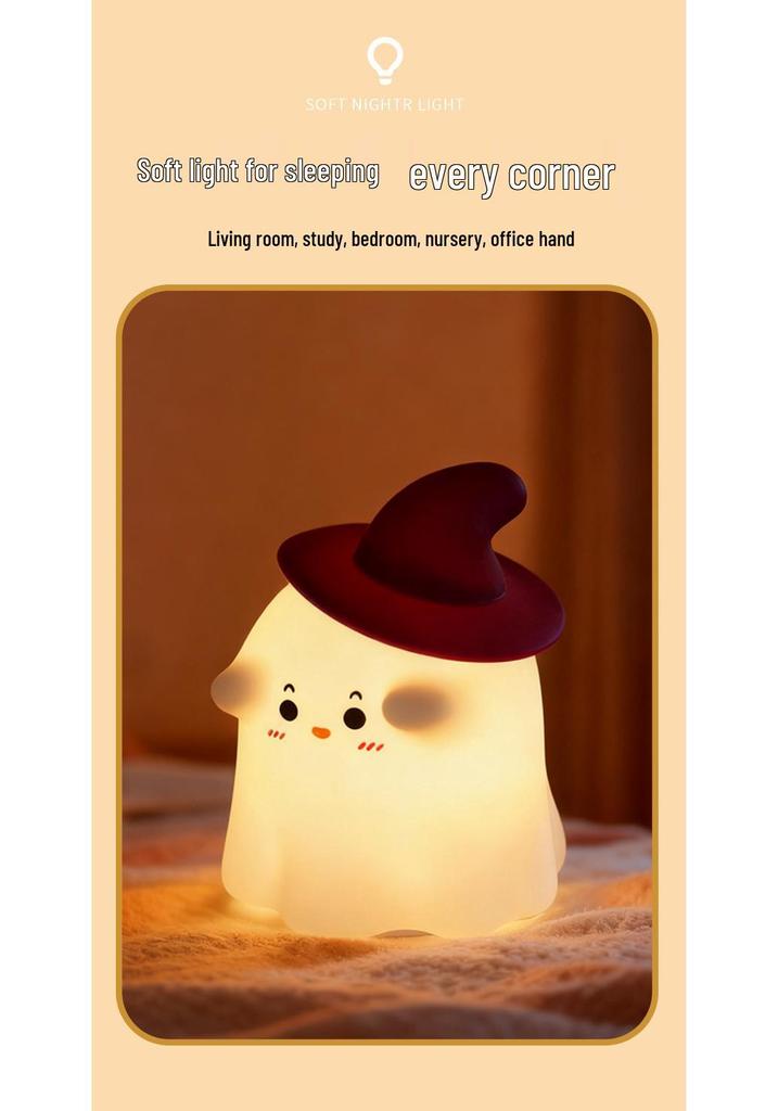 Halloween Wizard Rechargeable Silicone Night Light with Timer and Seven-Color Atmosphere