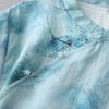 New Chinese style national style shirt summer 1116 new women's clothing stand-up collar five-quarter sleeve loose zen top women