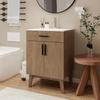 Gabinete de Banheiro de 24" com Cuba, Conjunto de Gabinete com Duas Portas de Armário com Fechamento Suave, Conjunto Moderno de Gabinete Único para Banheiro, Personalizado