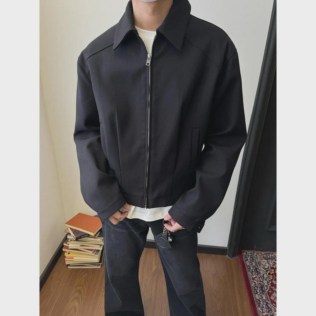 Korean-Style Men's Autumn/Winter Casual Loose Short Coat with Wide Lapel