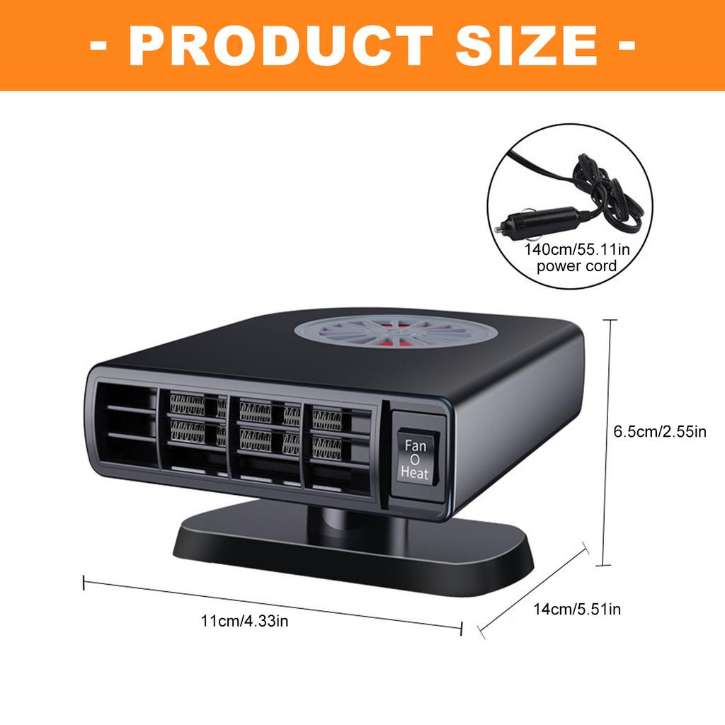 Rotatable 360 Degree 12V Vehicle Heater Electric Heater Defroster for Easy Installation On Windshield Glass