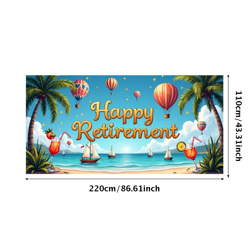 Happy Retirement Banner Balloons Retirement Theme Party Celebration Decoration Backdrop Photography Background Prop Wall Poster