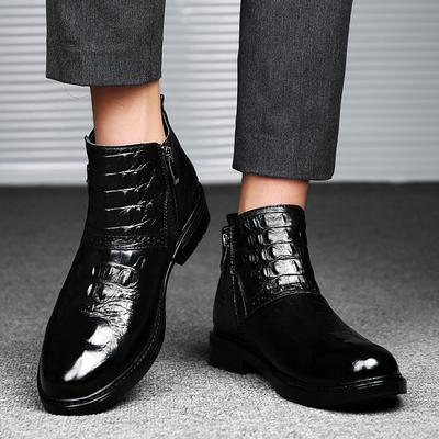 Hoge Kwaliteit Koeienhuid Hoge Top Leren Laarzen Luxe Merk Comfortabele Zakelijke Laarzen Mode Echt Leer Heren Chelsea Laarzen