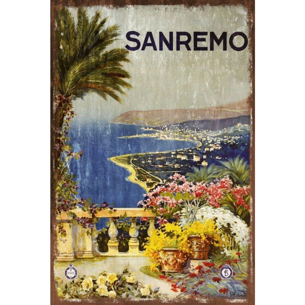 

Sanremo Italian Beach Holiday Vintage Retro Style Metal Sign, Italy Travel 20x30cm（7.8x11.8inch）