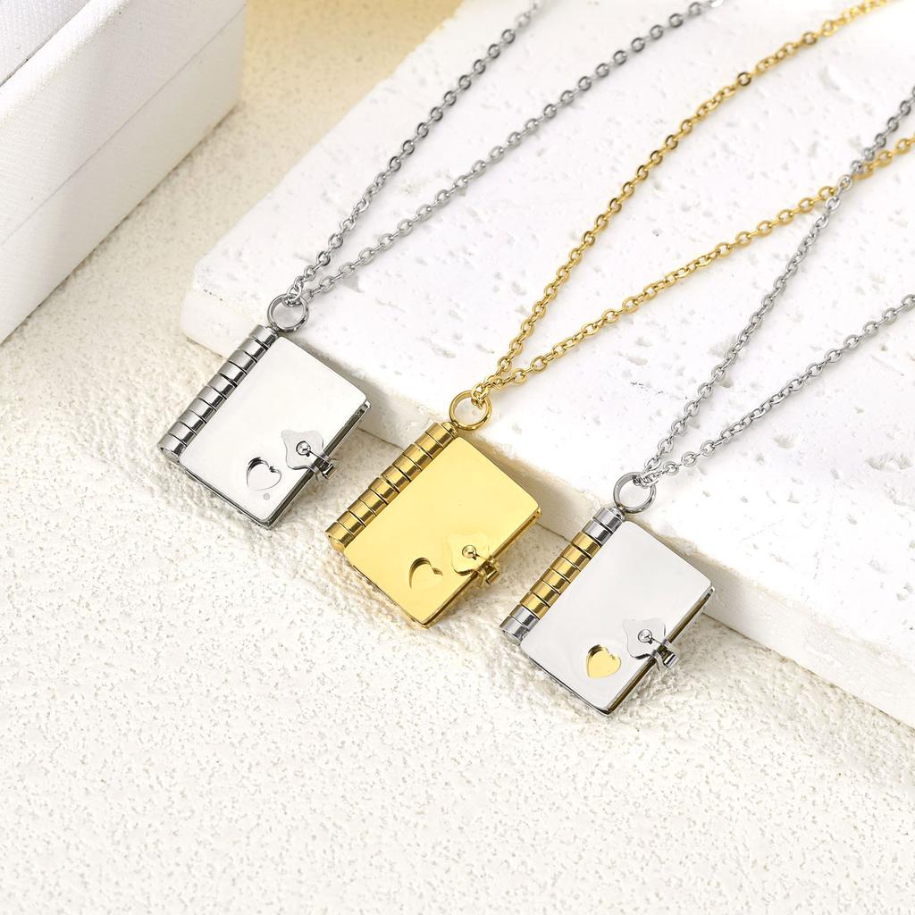 Love Open and Close Book Pendant Necklace Romantic