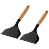 2Pcs Silicone Spatula Wide Mouth Tamagoyaki Shovel Beef Non-Stick Wooden Handle Meat Egg Frying Cooking Tool Kitchen Gadgets