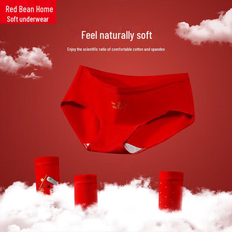 Hodohome Women's Lucky Red Antibacterial Cotton Briefs - 4 Pack