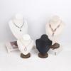 Walnut Color PU/Velvet Portrait Necklace Display Jewelry Display Stand Jewelry Mannequin Bust Necklace Pendant Window Display