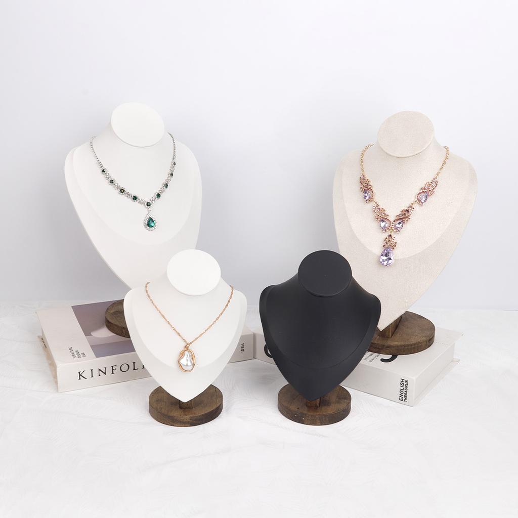 Walnut Color PU/Velvet Portrait Necklace Display Jewelry Display Stand Jewelry Mannequin Bust Necklace Pendant Window Display