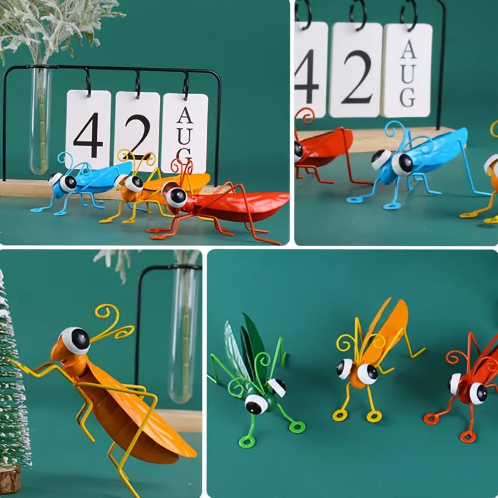 Decoração de jardim de gafanhoto de metal, escultura 3D arte de parede decoração de jardim decoração de cerca de pátio, gramado quarto sala de estar decoração de parede