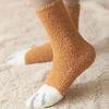 6 Pairs of Women's Multi-color Autumn and Winter Cute and Fun Cat Paw Mid Tube Socks, Thick and Warm, Sweet Floor Socks