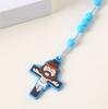 2 Pack Religious Gift Set for Catholic Children Prayer Beads Rosary Necklace Including Medals and Crosses Pendant Charm