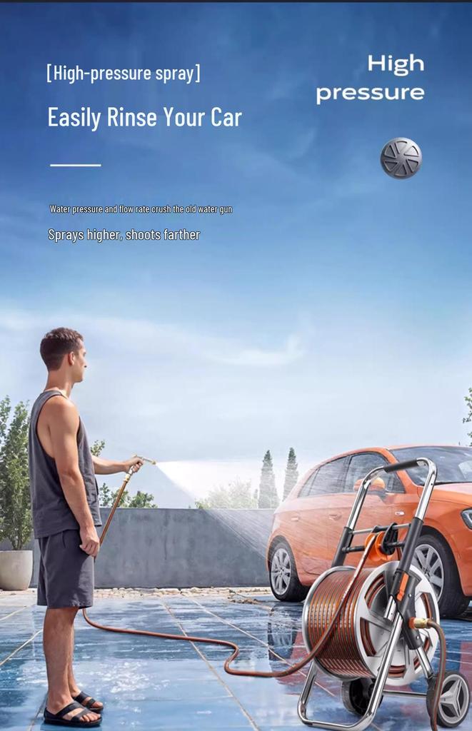 High-Pressure Metal Hose Reel for Car Wash & Garden Watering