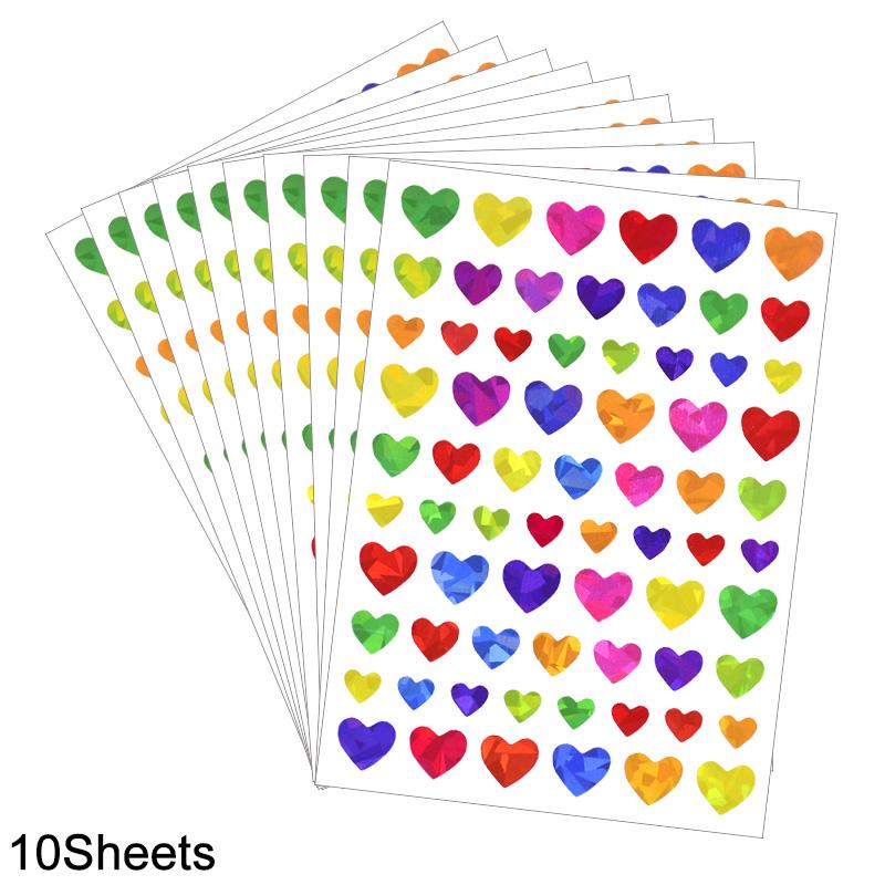 30/10Sheets Star Dot Heart Stickers Kids Birthday Party Favors Glitter Adhesive Sticker Reward Chart Labels Gift DIY Decoration