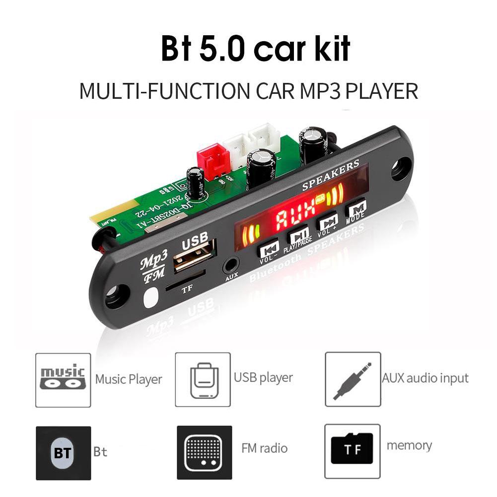New Bluetooth 5.0 MP3 Player Decoder Board FM Radio TF USB 3.5 Mm AUX Module Music Receiver Car Kit Audio Amplifier Board