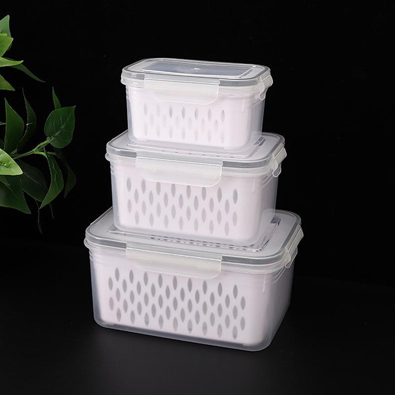 Refrigerator Preservation Storage Box Drain Basket Storage Containers Sealed Box Vegetable And Fruit Drain Box Organizer