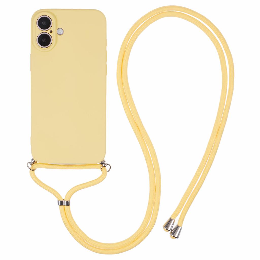 For iPhone 16 Plus Crossbody Case TPU Protective Phone Cover with Soft Fiber Lining