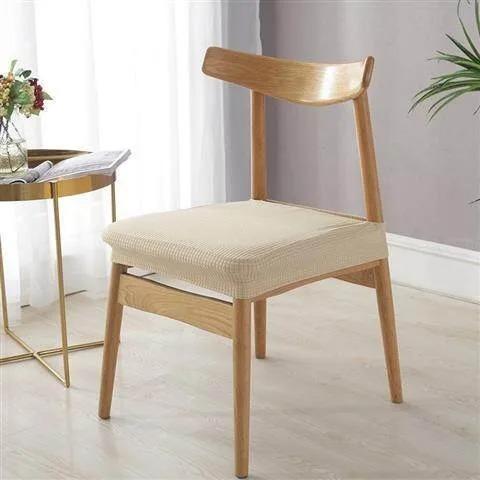 

1Pc Durable Stretch Jacquard Solid Colour Chair Seat Cover Removable Washable Elastic Upholstered Dining Chair Cushion Cover бежевый