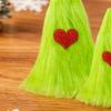 3 Pcs Green Furry Christmas Tree Decoration Fuzzy Elf Xmas Tree Tabletop Decor Soft Faux Fur Table Centerpiece for Living Room Home Kitchen Desk Decor