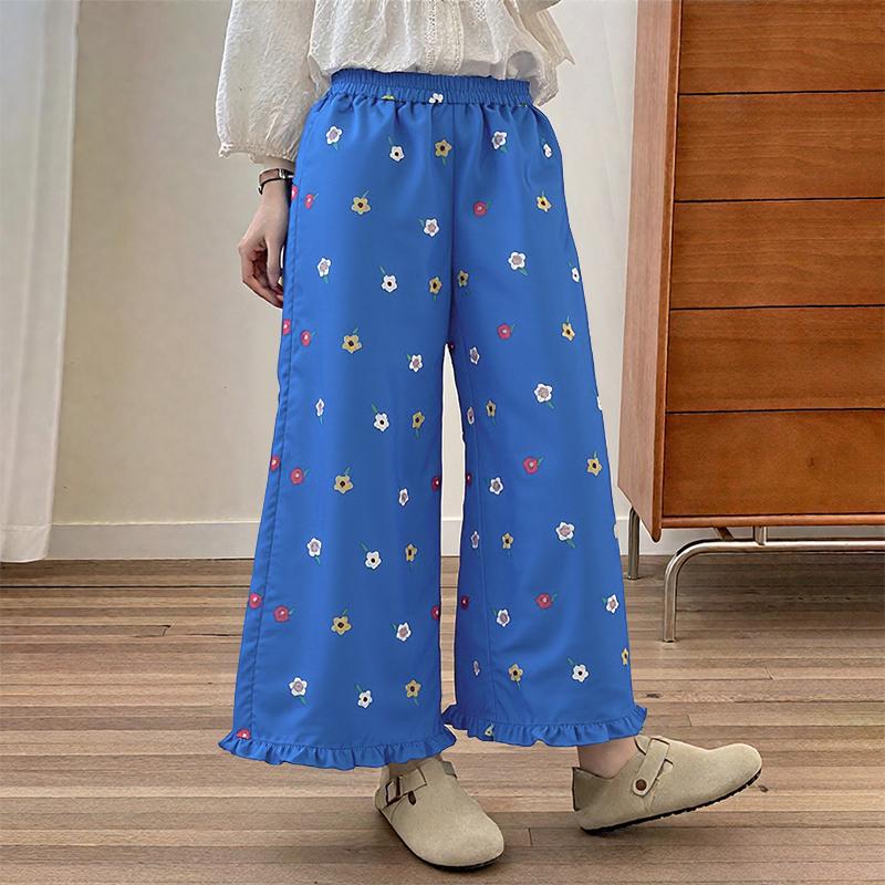 

ZANZEA Женские повседневные брюки свободного кроя с эластичной талией и цветочным принтом S синий