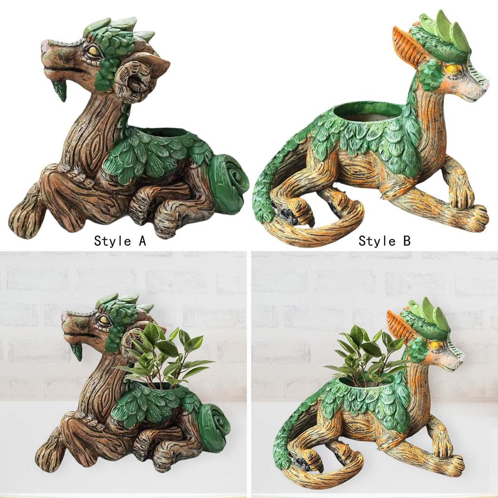 Dragon Statue Plant Containers Gift Dragon Flower Pot for Desk Garden Home