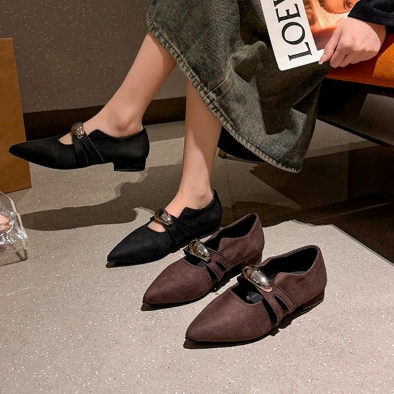 Pointed Toe Flats Women Loafers Shoes Woman Sandals 2025 Summer Designer Brand Shoes Sexy Office Suede New Zapatillas De Mujer