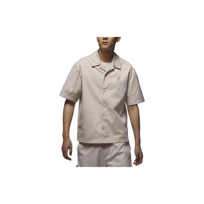 Essentials Haftowane Logo Retro Casual Jednorzędowa Koszula z Miękkim Kołnierzykiem i Krótkim Rękawem Męska Top Khaki FN4626-203