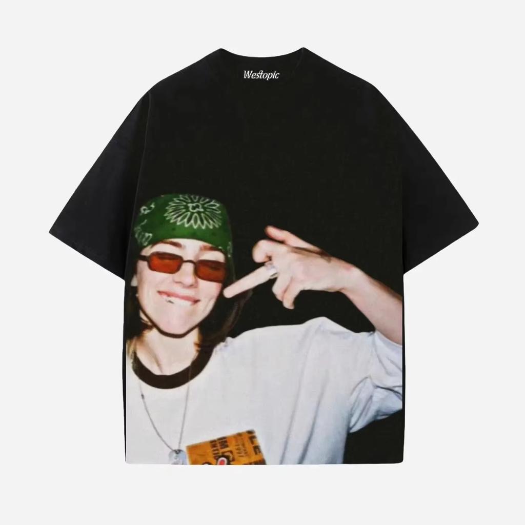 Trendy Singer BILLIE EILISH Peripherals Tshirts Unisex Women New Listing American High Street Hip Hop Cotton Tees
