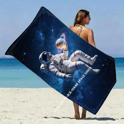 Space Astronaut Galaxy Beach Towel Patterned Sunscreen And Windproof Suitable For Swimming Pool Camping Travel Blanket