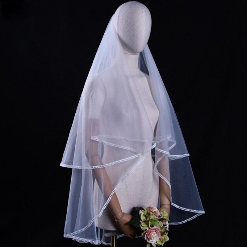 Long Wedding Veil Lace Veils with Hair Comb Wedding Hair Accessories White 2-Layer Wedding Veil