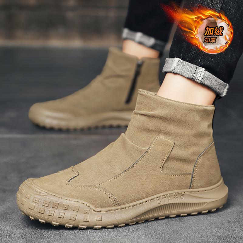 

Мужская обувь 2025 зима новая повседневная высокая мартинсы уличная морозостойкая рабочая обувь на толстой подошве утепленные теплые хлопковые ботинки 44