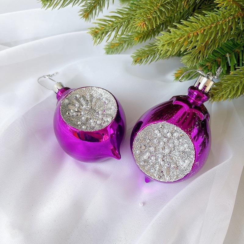 

2025 New Christmas Decorations Christmas Tree Pendant Water Drop Clock Heterosexual Ball Accessories фиолетовый