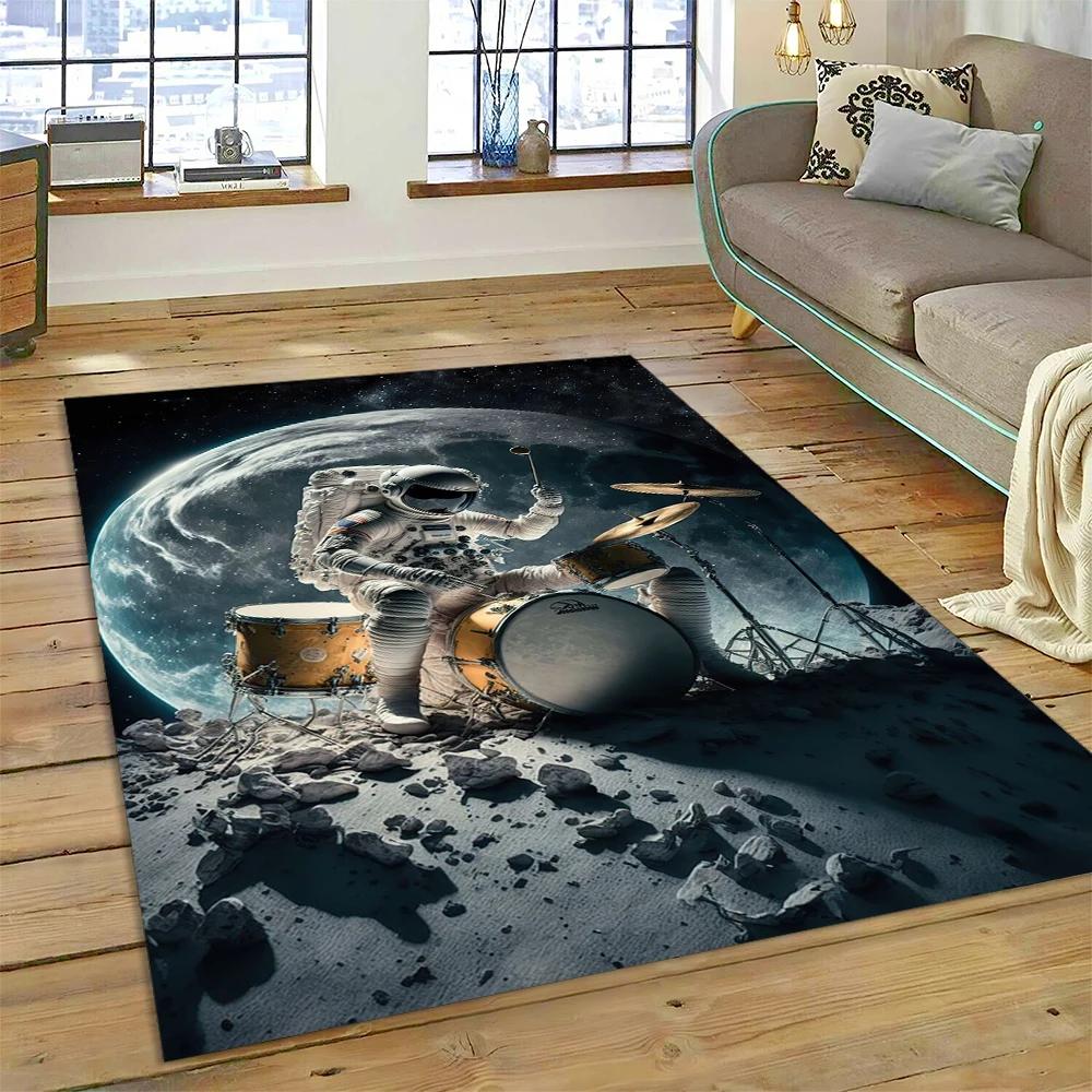 Weltraum Astronaut Universum Raumfahrer Cartoon Teppich Teppich für Zuhause Wohnzimmer Schlafzimmer Sofa Fußmatte Dekor, Kinderbereich Teppich Rutschfest