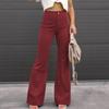 2023 jesienne sztruksowe luźne jednokolorowe spodnie typu casual damskie zimowe spodnie z wysokim stanem damskie spodnie rozkloszowane Streetwear Pantalon 29547
