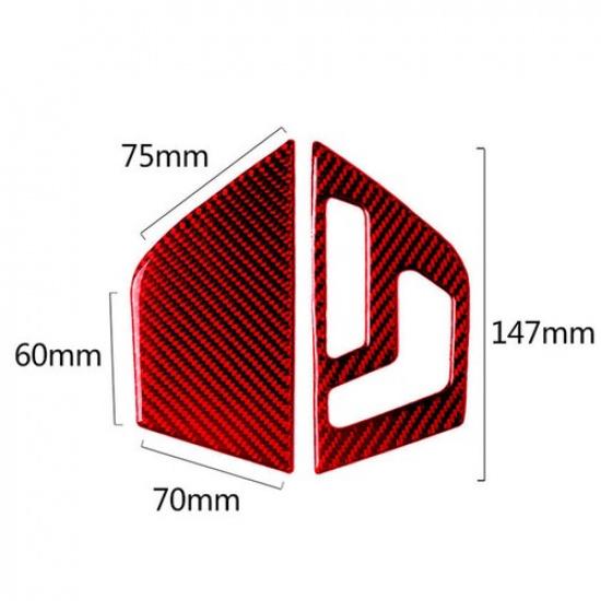 Red ABS Carbon Fiber Seat Console Button Cover Fit For Mercedes-Benz Class W204