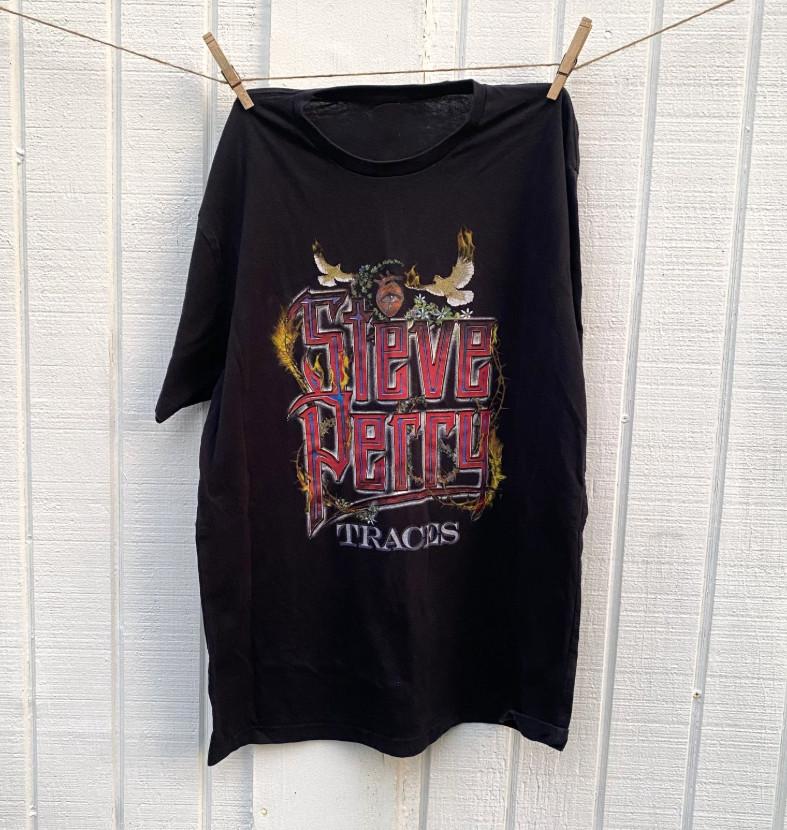 RARE Steve Perry Band Journey Black T-Shirt Album Full Size UU1487 S