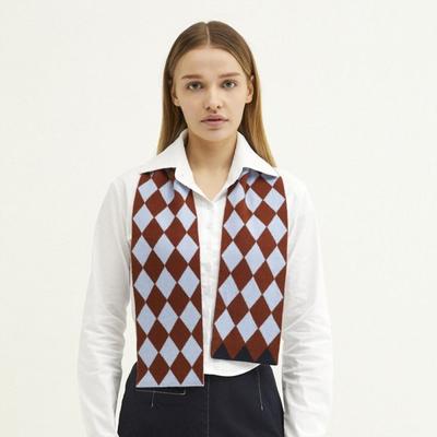 Dal Cashmere Double Sided Petit Cashmere Scarf Brown Diamond Sky