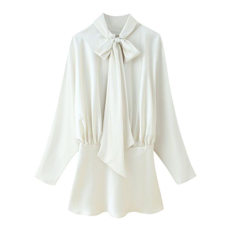 Za Autumn and Winter New Arrivals Women's Clothing Zr European and American Style Silk Satin Texture Scarf-Decorated Short Dress 4661215 251