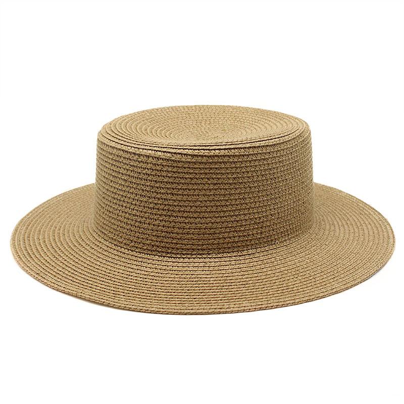 Grass Green Straw Hat Women'S Sky Flat Top Top Hat Seaside Vacation Beach Hat Internet Celebrity Straw Hat Sun Hat