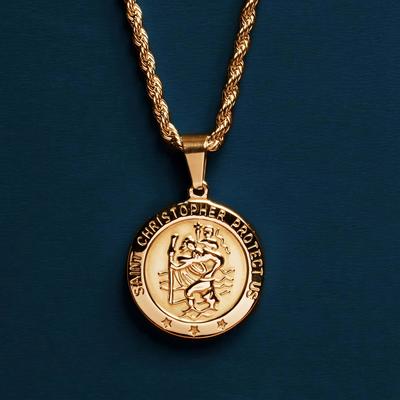 Ancient Greek Statue Pattern Travel Guardian Pendant Necklace Suitable for Men's Daily Wear