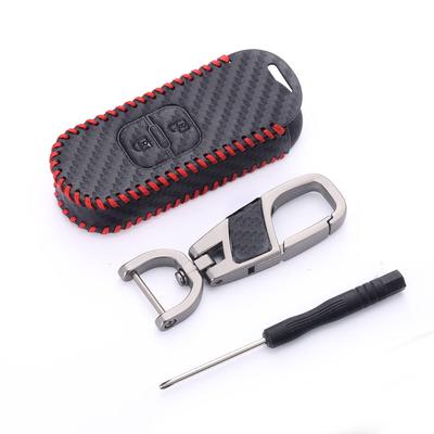 [BKY] 2-Tasten Smart Key Hülle für Mazda, Luxuriöses Karbonmuster, Für Demio dj, Axela, Atenza CX-5, CX-3, XD-T (Schwarz-Karbon-Muster)