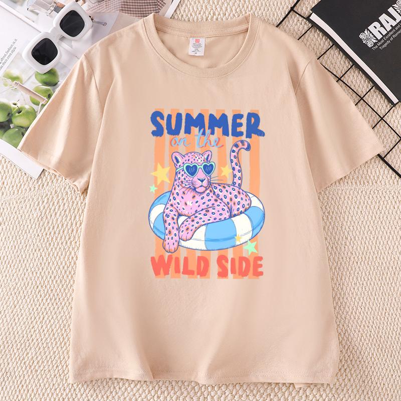 Trendy Esy Tiger Summer TShirt Summer Animal Short Sleeve T Shirt Trendy Round Neck Beach Lover Tee Unisex Clothes