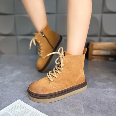 Herfst en winter nieuwe korte laarzen retro handgepolijst mat leer Martin laarzen dames casual hoge dameslaarzen