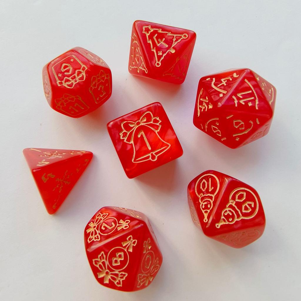 7pcs/set New Snowman Christmas Tree Pattern Christmas Dice DND Number Dice Running Team Board Game Dice Set Christmas Supplies