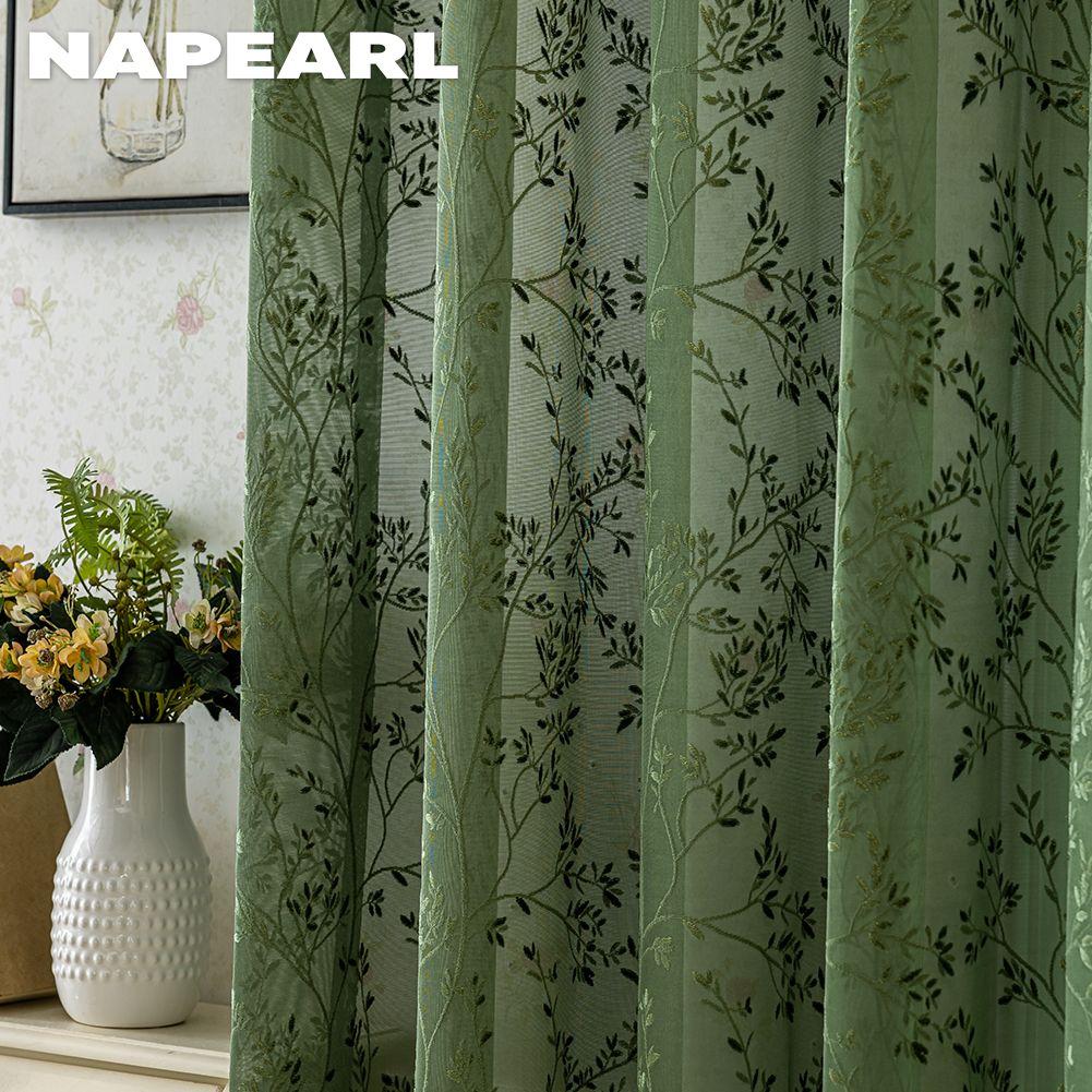 1PC NAPEARL Modern Luxury Dreamy Embossed Jacquard Curtain Translucent Sheer Curtain for Living Room Bedroom Balcony Window Home Decor