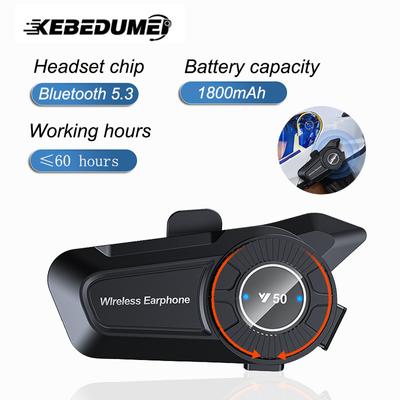 Bluetooth Motosiklet Kaskı Kulaklığı V5.3 Ses Kontrolü Kablosuz Eller Serbest Arama 1800mAh Su Geçirmez Haberleşme Cihazı Hoparlörler Kulaklık