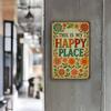 "Happy Place Welcome" Rustic Metal Sign, 8x12 Inch.