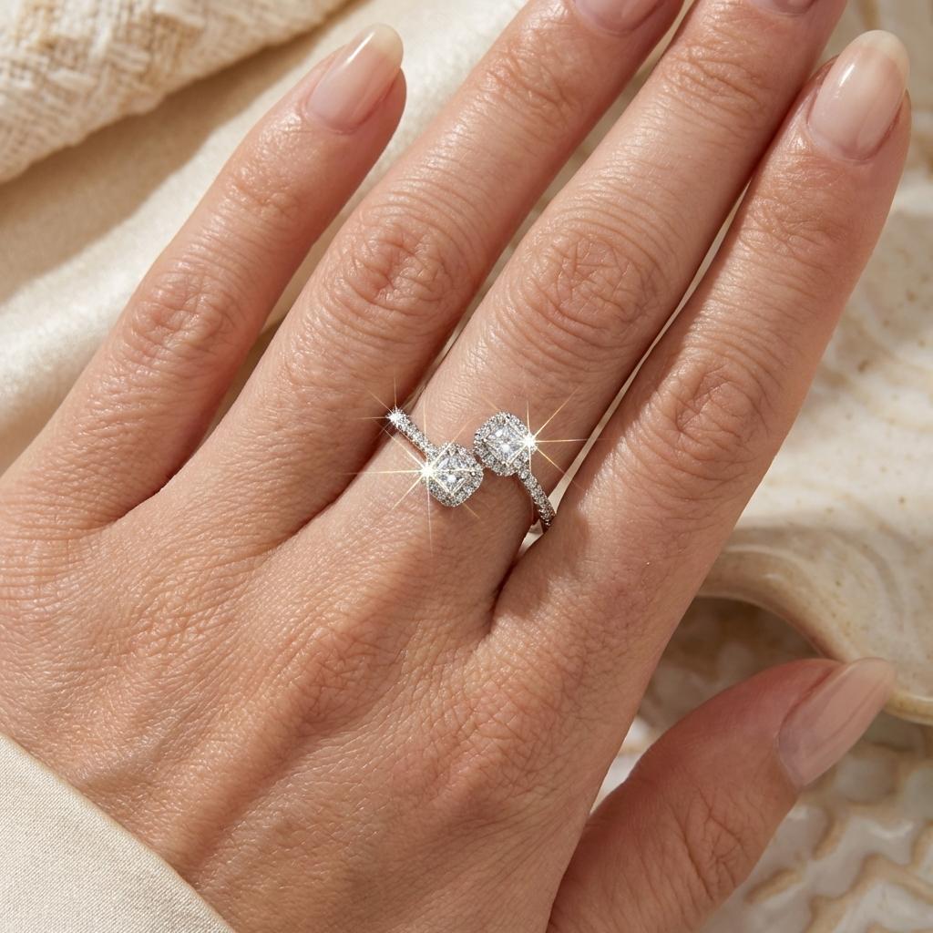 Delicate Star Open Rings for Women Silver Color Sparkling Cubic Zirconia Lucky Shooting Star Finger Ring Party Romantic Jewelry