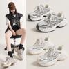 2024 Nuove Sneakers da Donna Basse con Zeppa Patchwork Fondo Spesso Pelle Morbida Punta Tonda Casual Sneakers da Donna